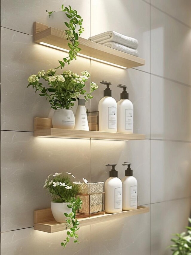 Banheiro pequeno decorado com prateleiras; 6 motivos para t&ecirc;-las